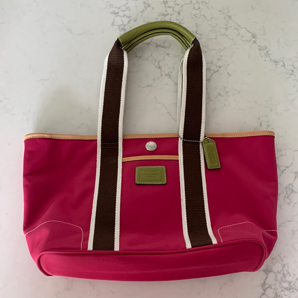 Coach Pink Nylon Tote.